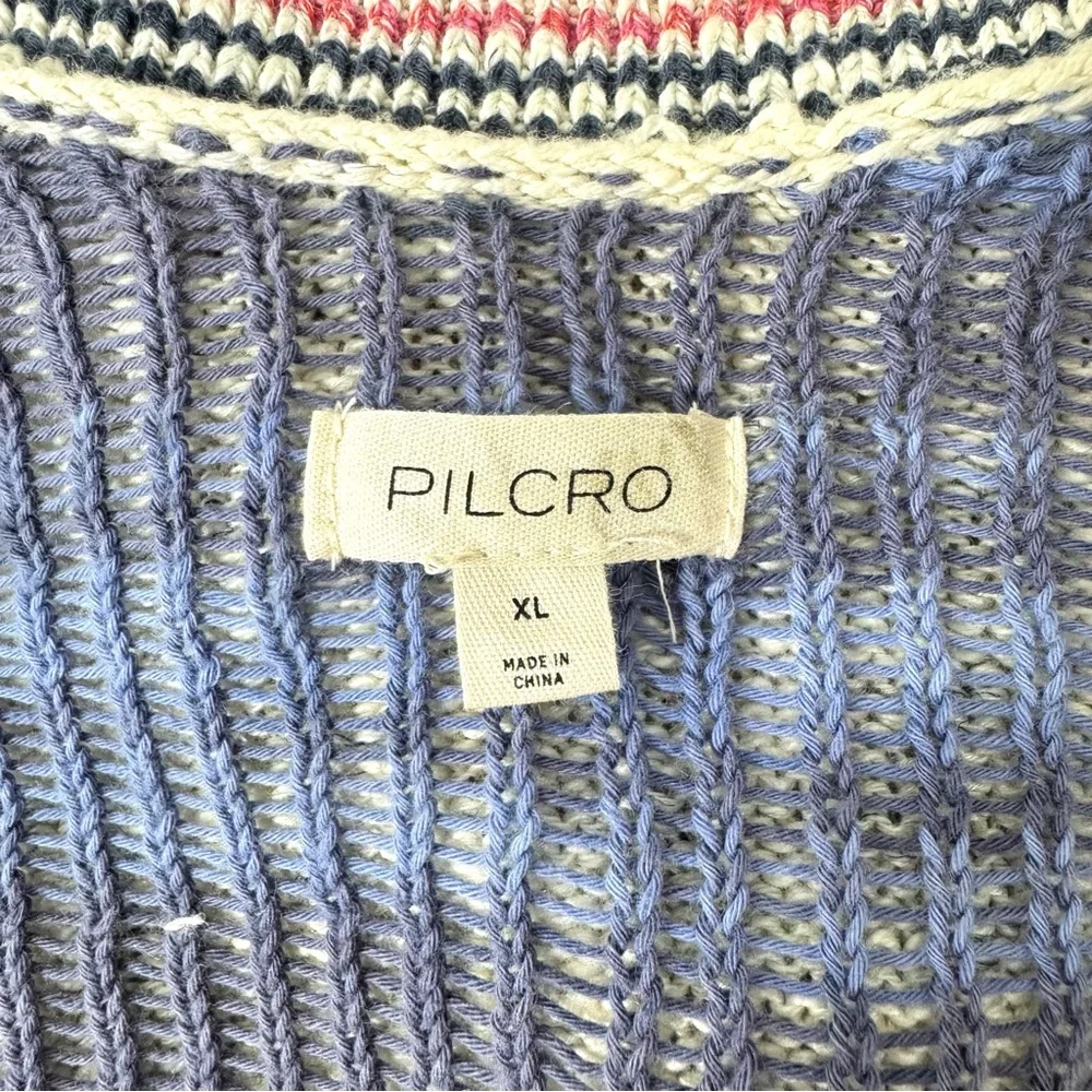 Anthropologie Pilcro Embroidered Cropped Cardigan Sweater Stripe Trim Size XL - Picture 10 of 10